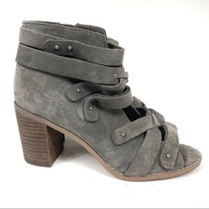 Vince Camuto Tanter Open Toe Gray Suede Booties